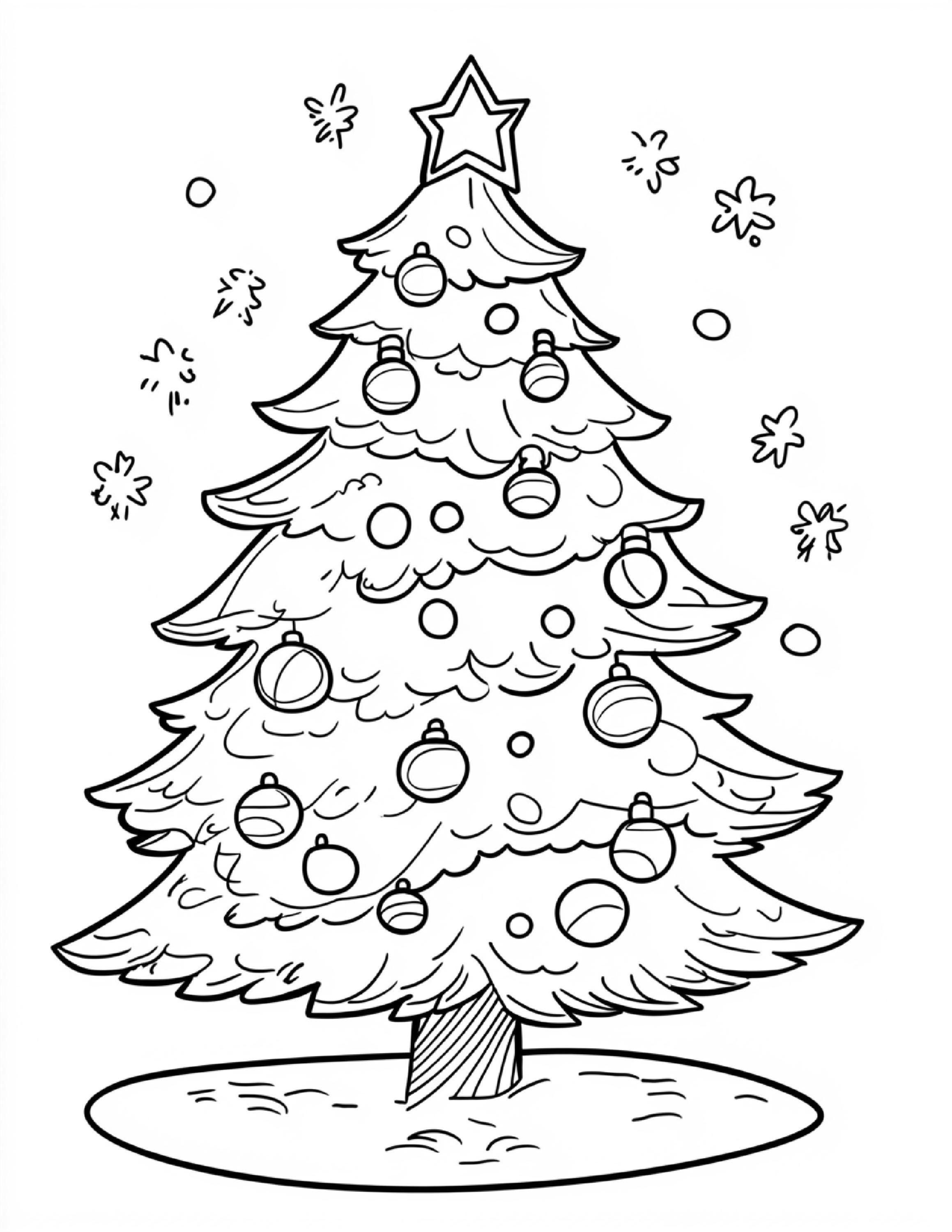 43 Christmas Tree Coloring Pages for Kids Free Printable 2