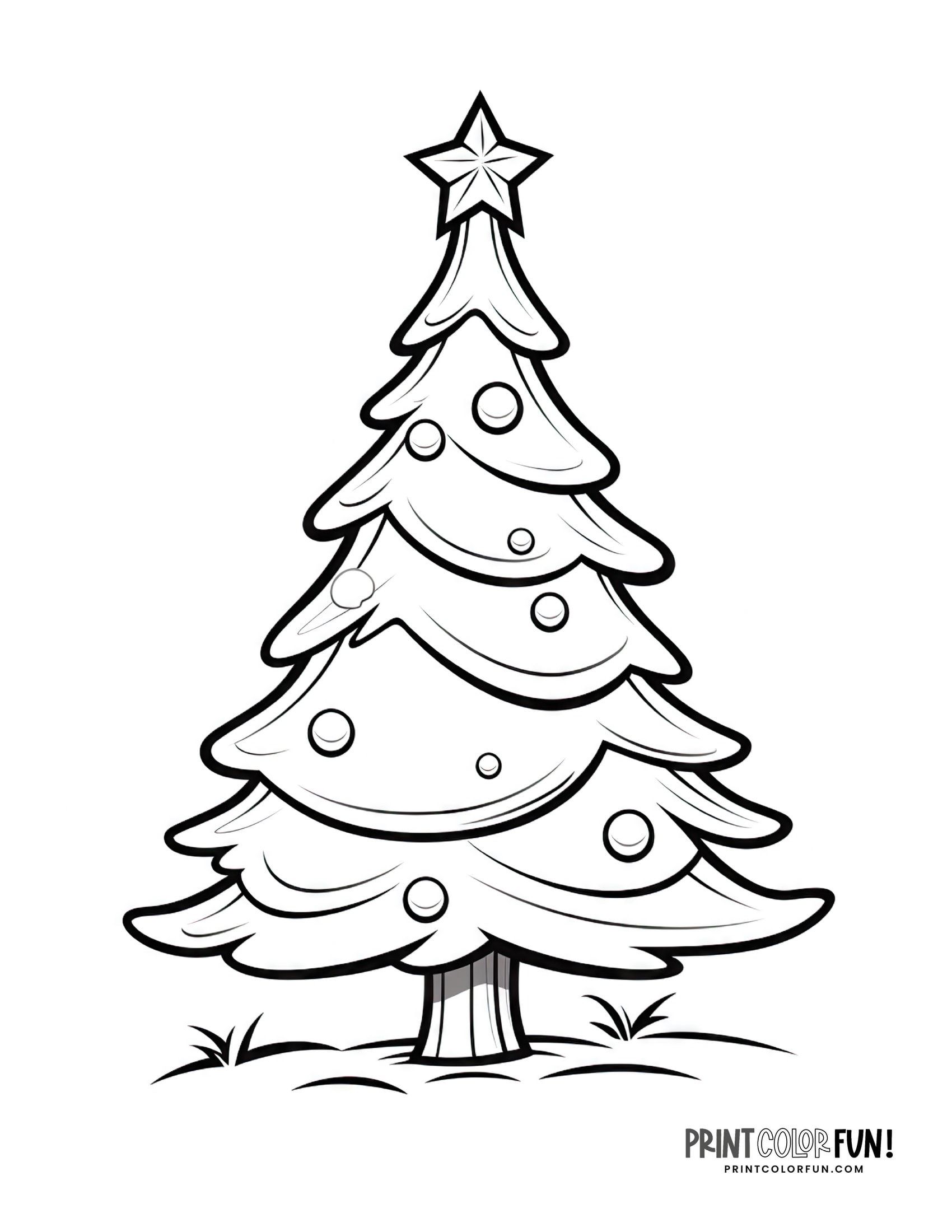 43 Christmas Tree Coloring Pages for Kids Free Printable 3