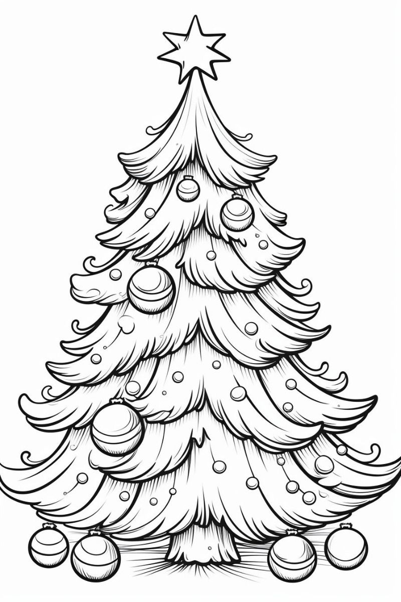 43 Christmas Tree Coloring Pages for Kids Free Printable 8