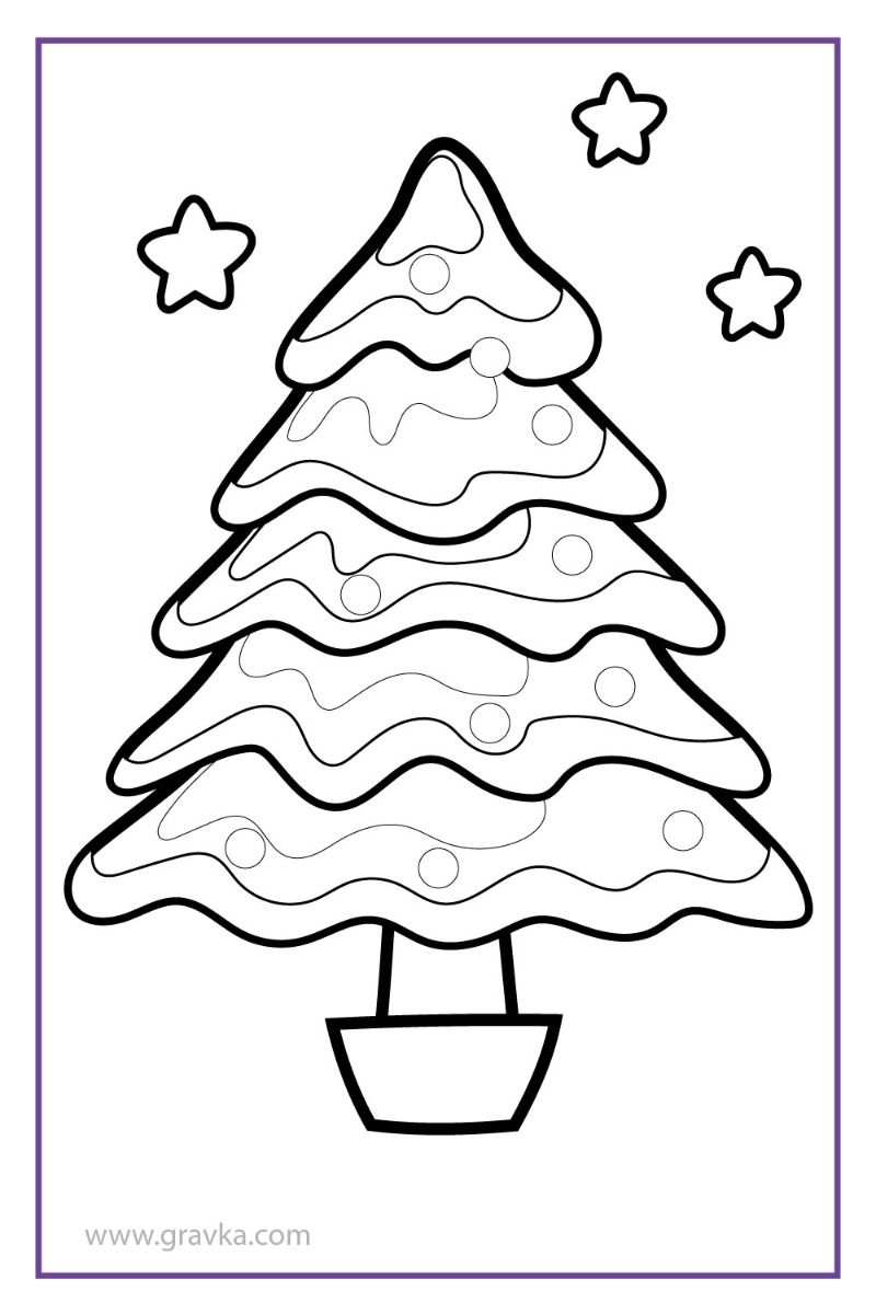 43 Christmas Tree Coloring Pages for Kids Free Printable 9