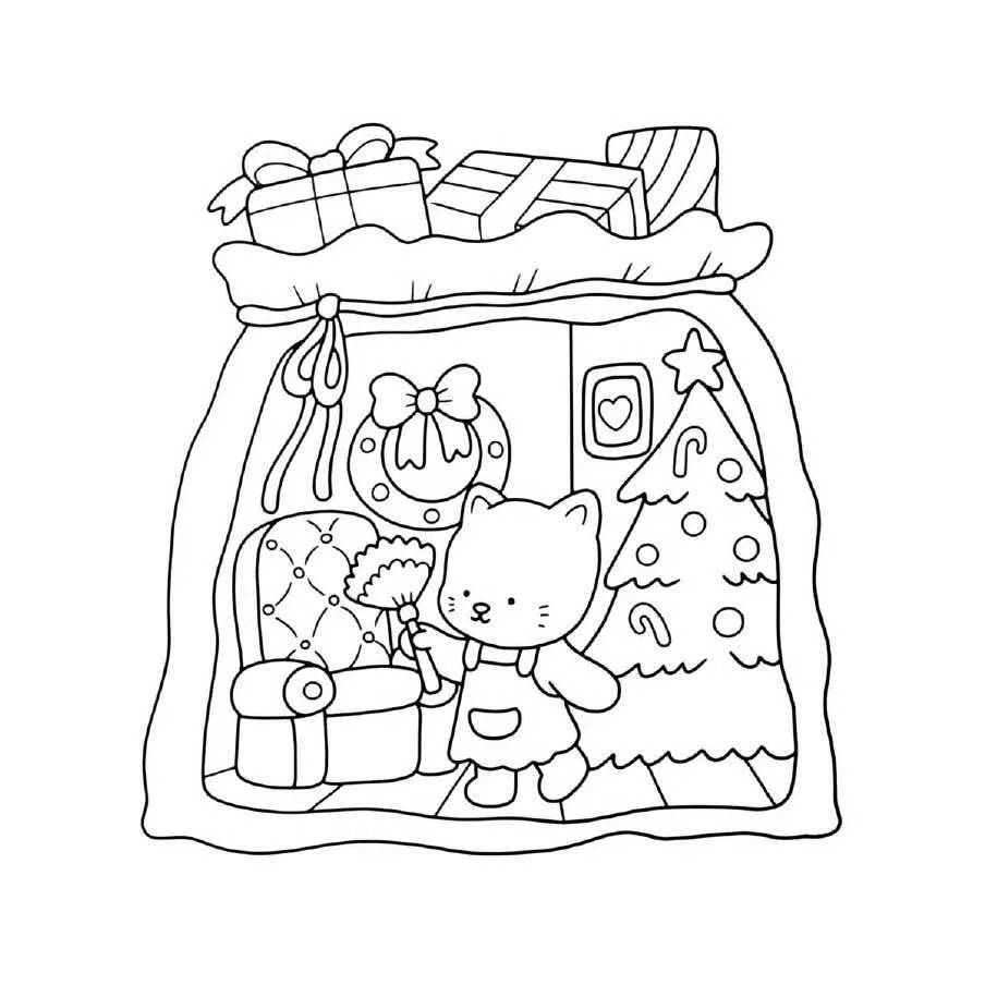 Aesthetic and Cute Christmas Coloring Pages (26)