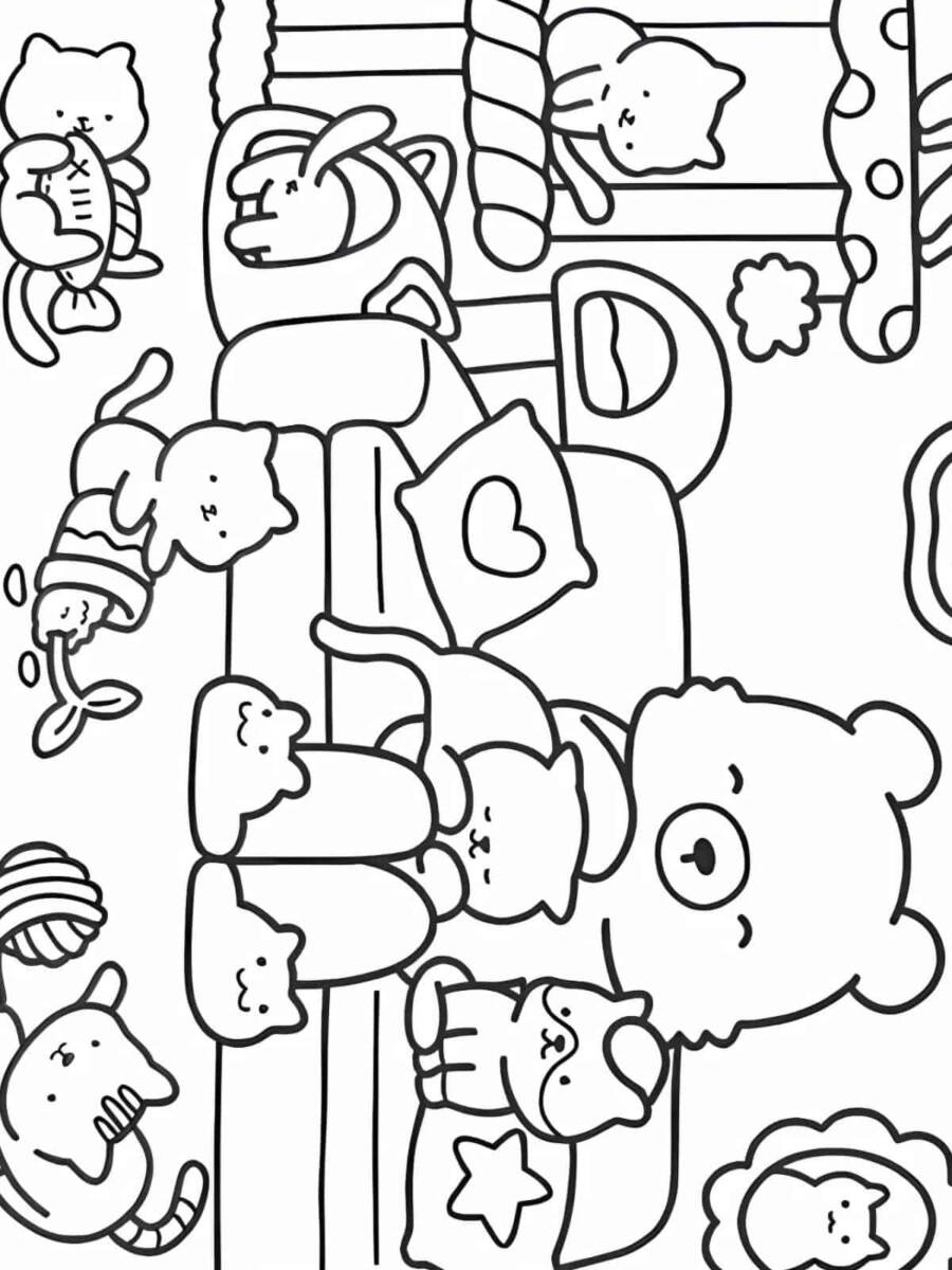 Cozy Bear And Cat Coloring Pages