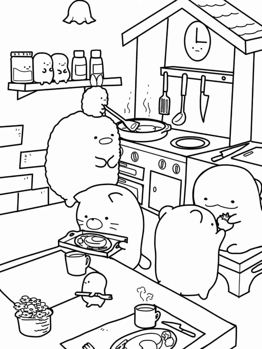 Cozy Cooking Together Coloring Pages