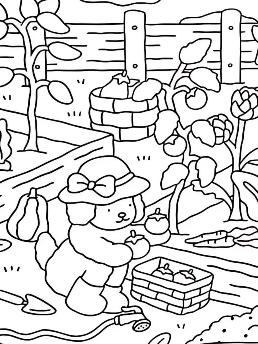 Cozy Cute Gardening Coloring Pages