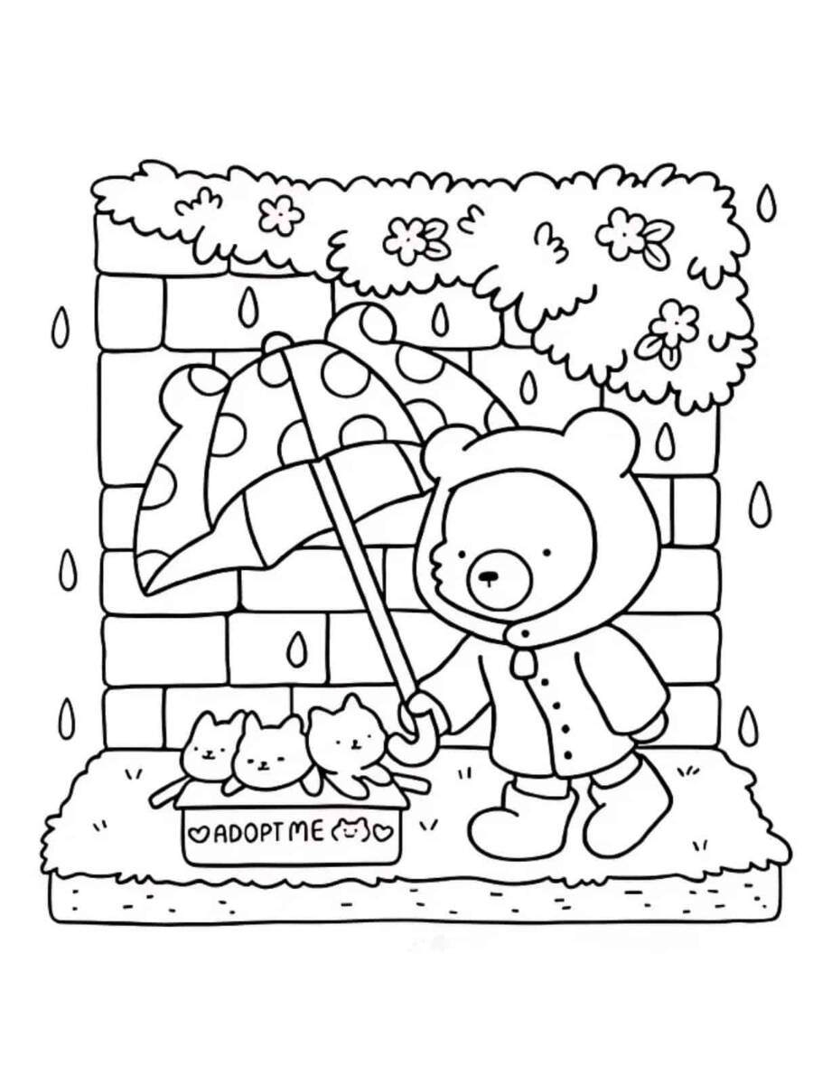 Cozy Rainy Day Coloring Pages