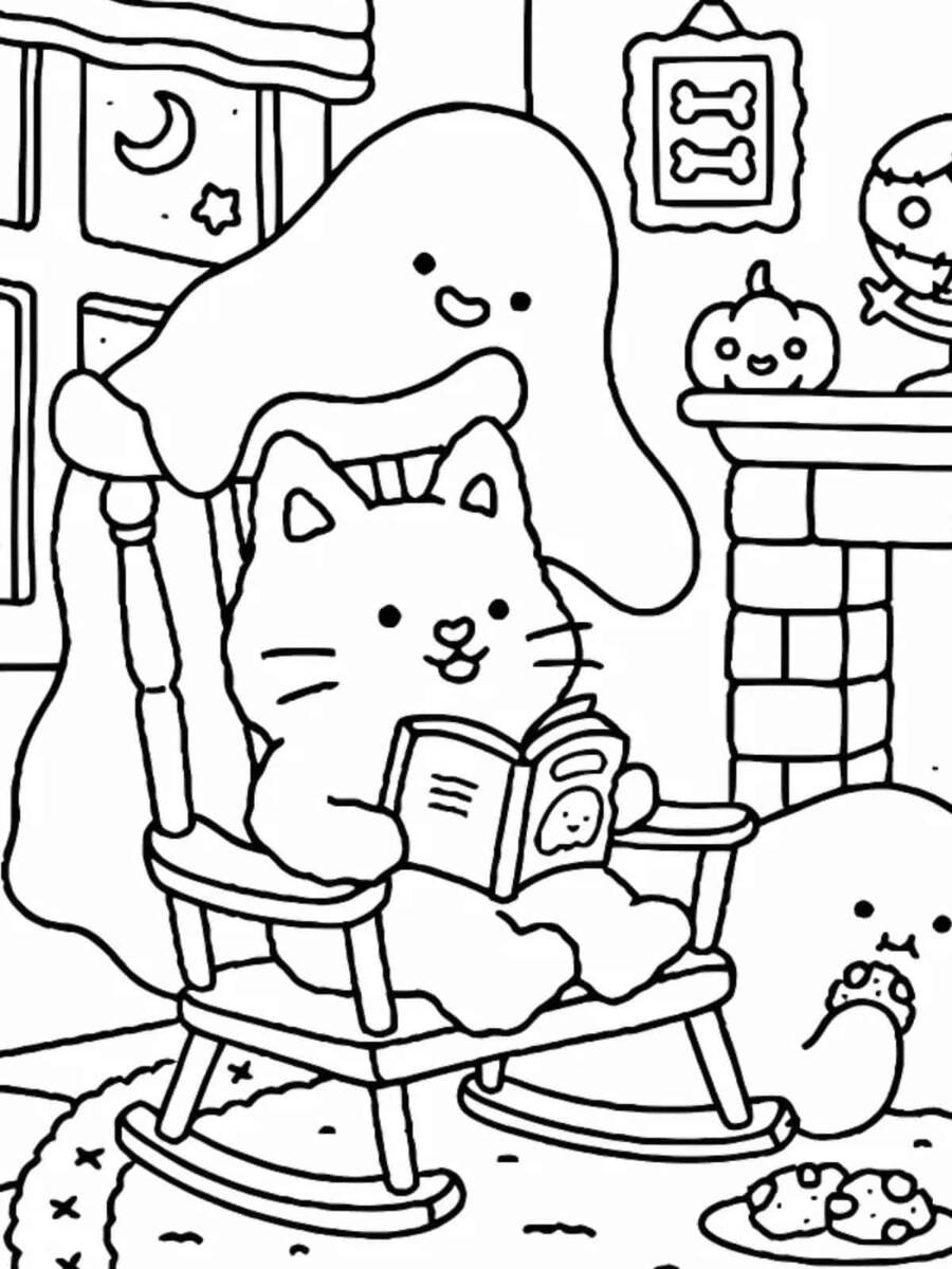 Cozy Reading Coloring Pages