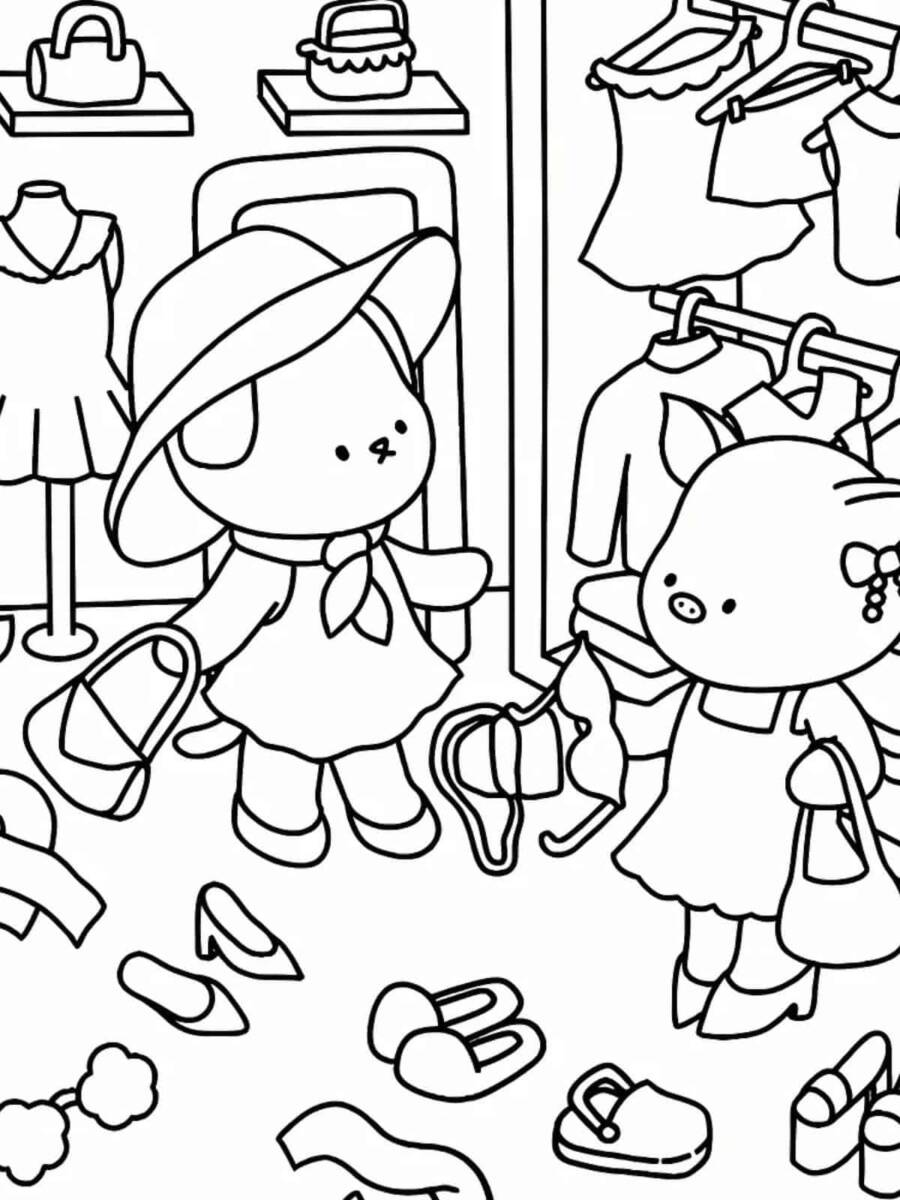 Cozy Shopping Coloring Pages