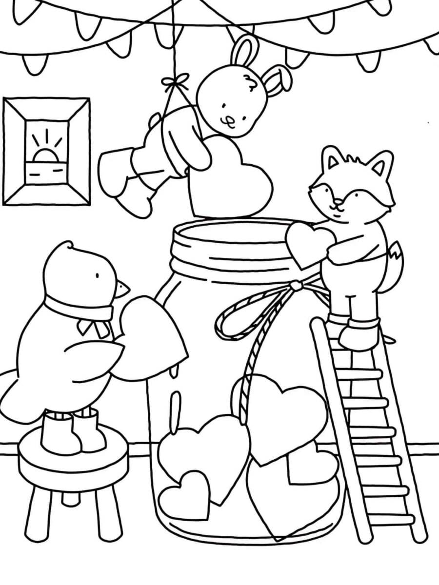 Cozy Valentine Coloring Pages