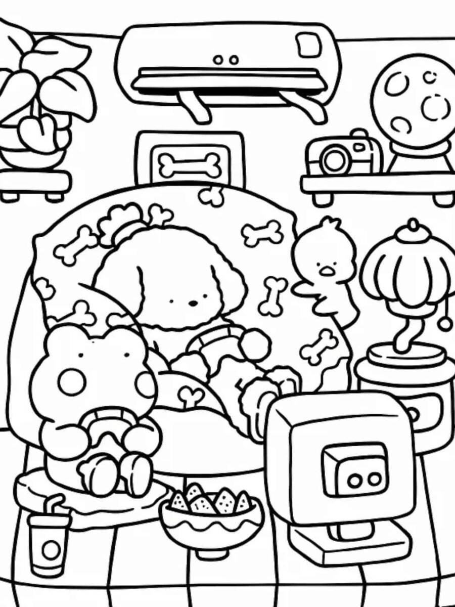 Cozy Watching Tv Coloring Pages