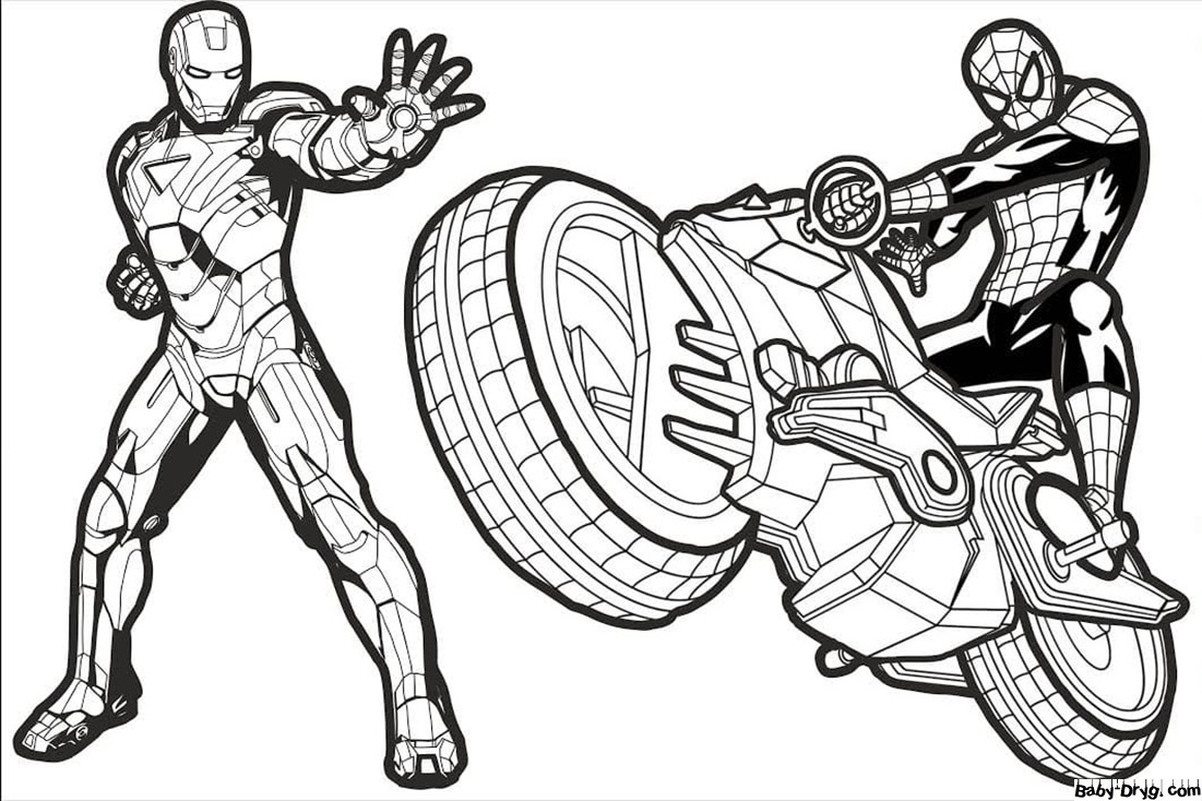 Spiderman and Ironman Coloring Pages Free Printable 16