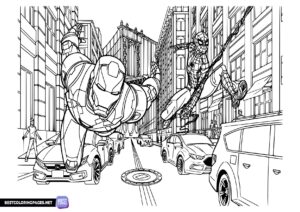 Spiderman and Ironman Coloring Pages Free Printable 18