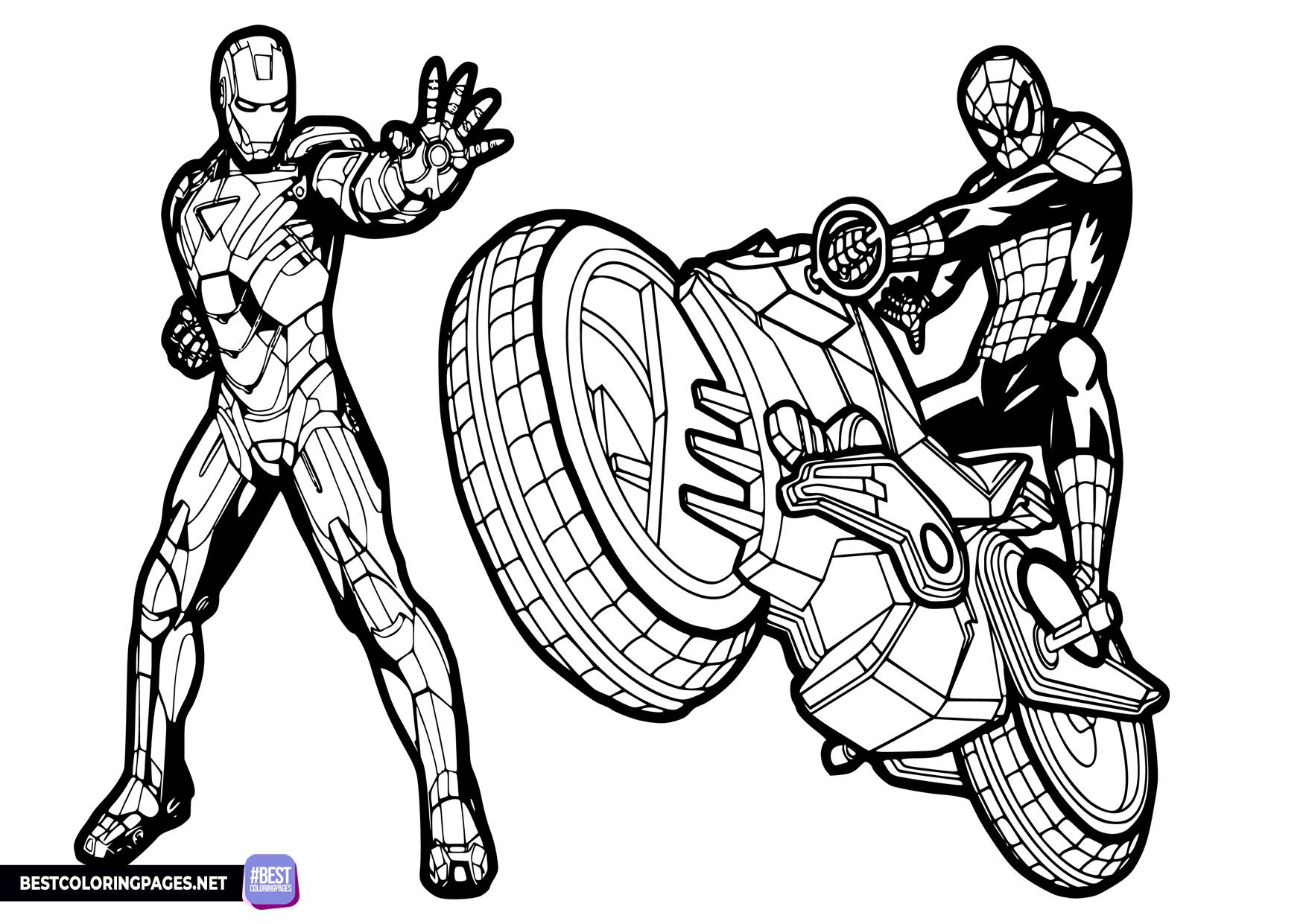 Spiderman and Ironman Coloring Pages Free Printable 2