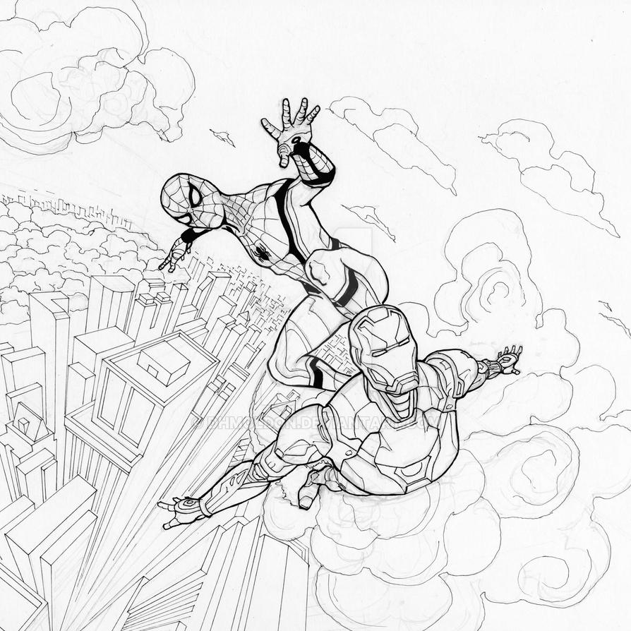 Spiderman and Ironman Coloring Pages Free Printable 29