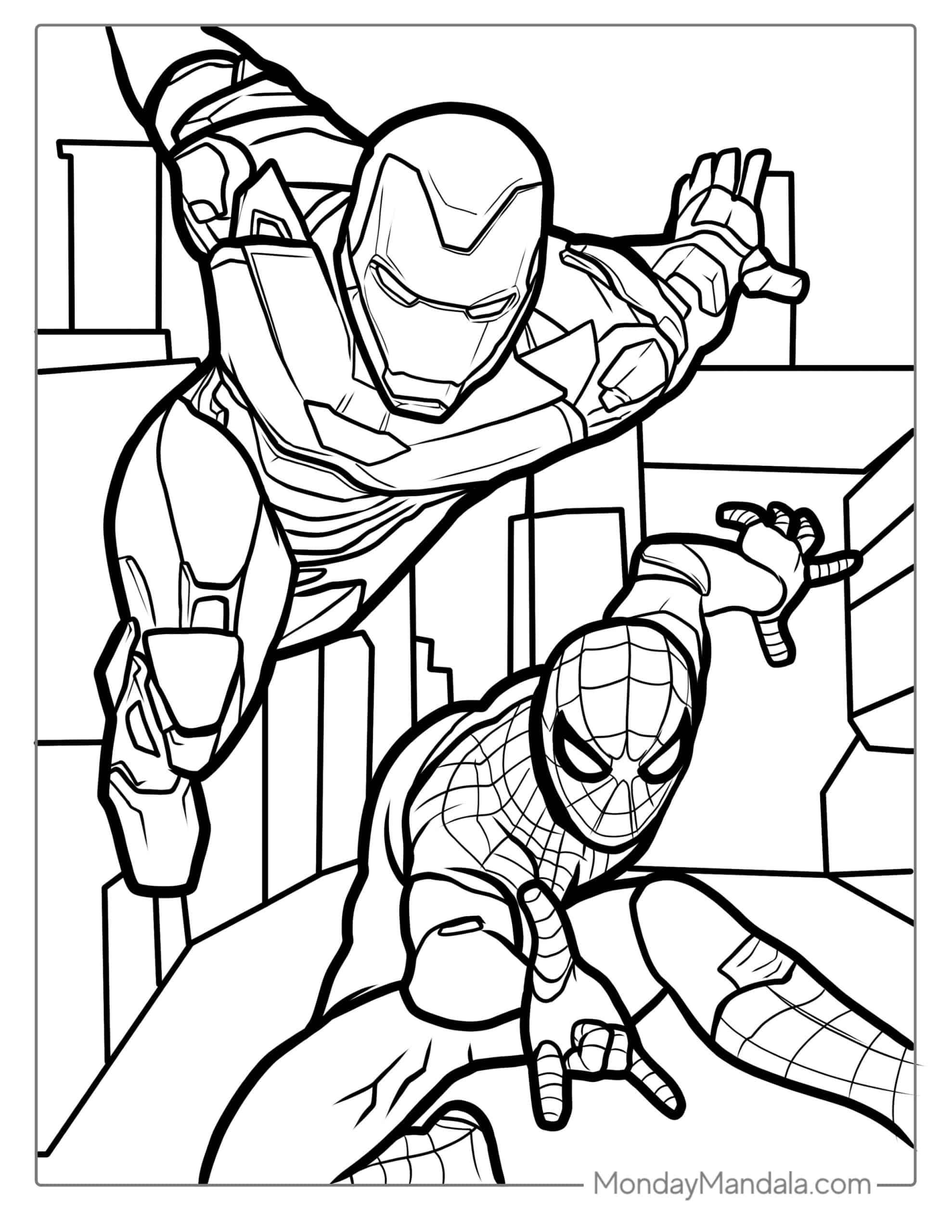 Spiderman and Ironman Coloring Pages Free Printable 5