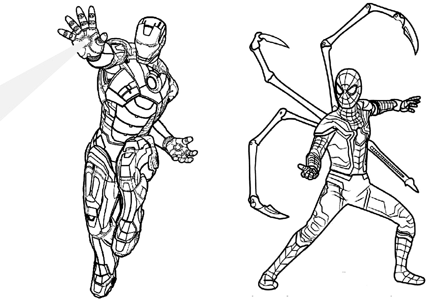 Spiderman and Ironman Coloring Pages Free Printable 9