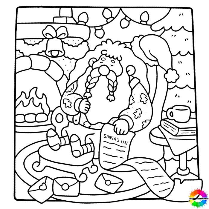 60+ Santa Clause Coloring Pages Special Christmas 9