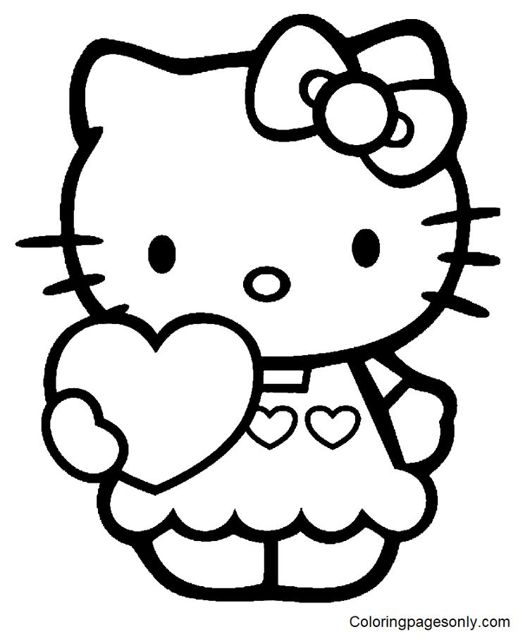 20+ Cute Hello Kitty Valentine's Printable Coloring Pages for Kids