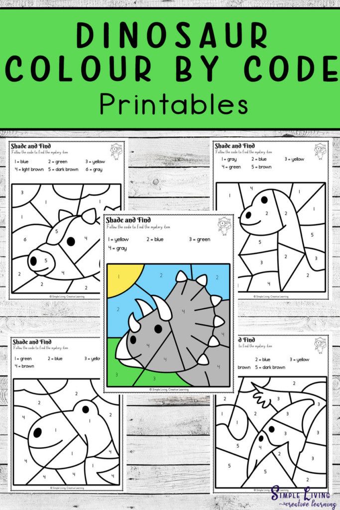 20+ Dinosaurs Color By Number for Kids Free Printable