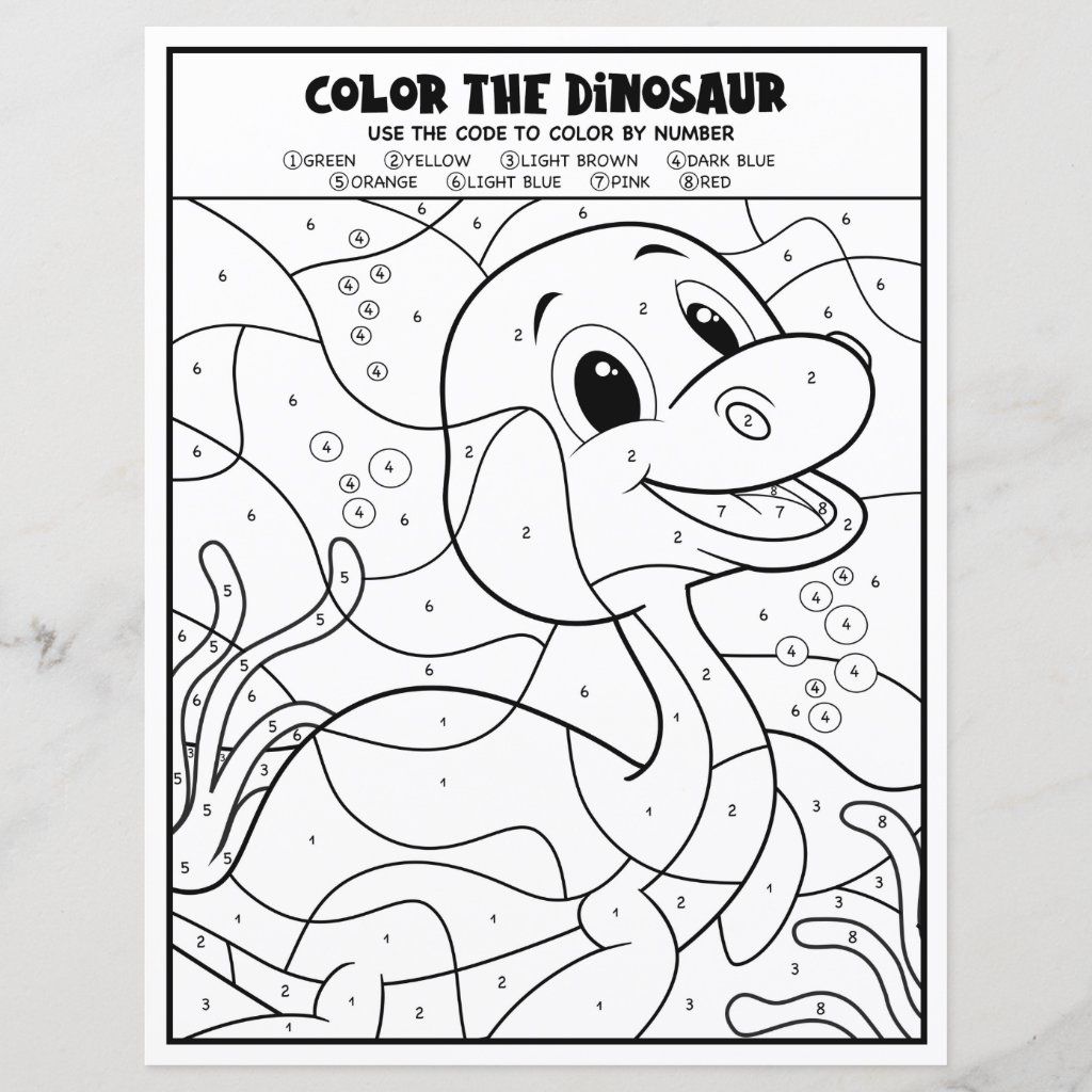 20+ Dinosaurs Color By Number for Kids Free Printable