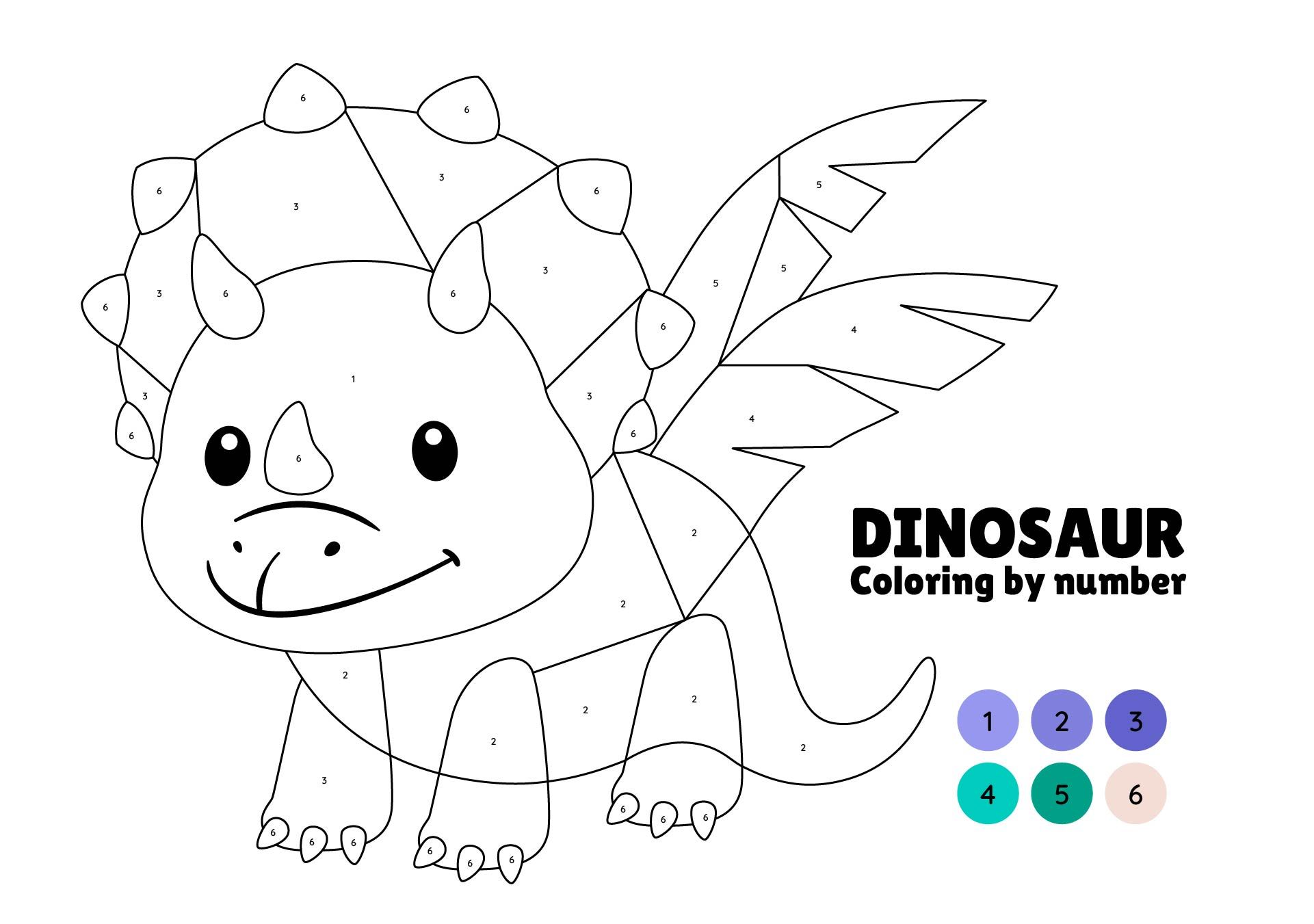 20+ Dinosaurs Color By Number for Kids Free Printable