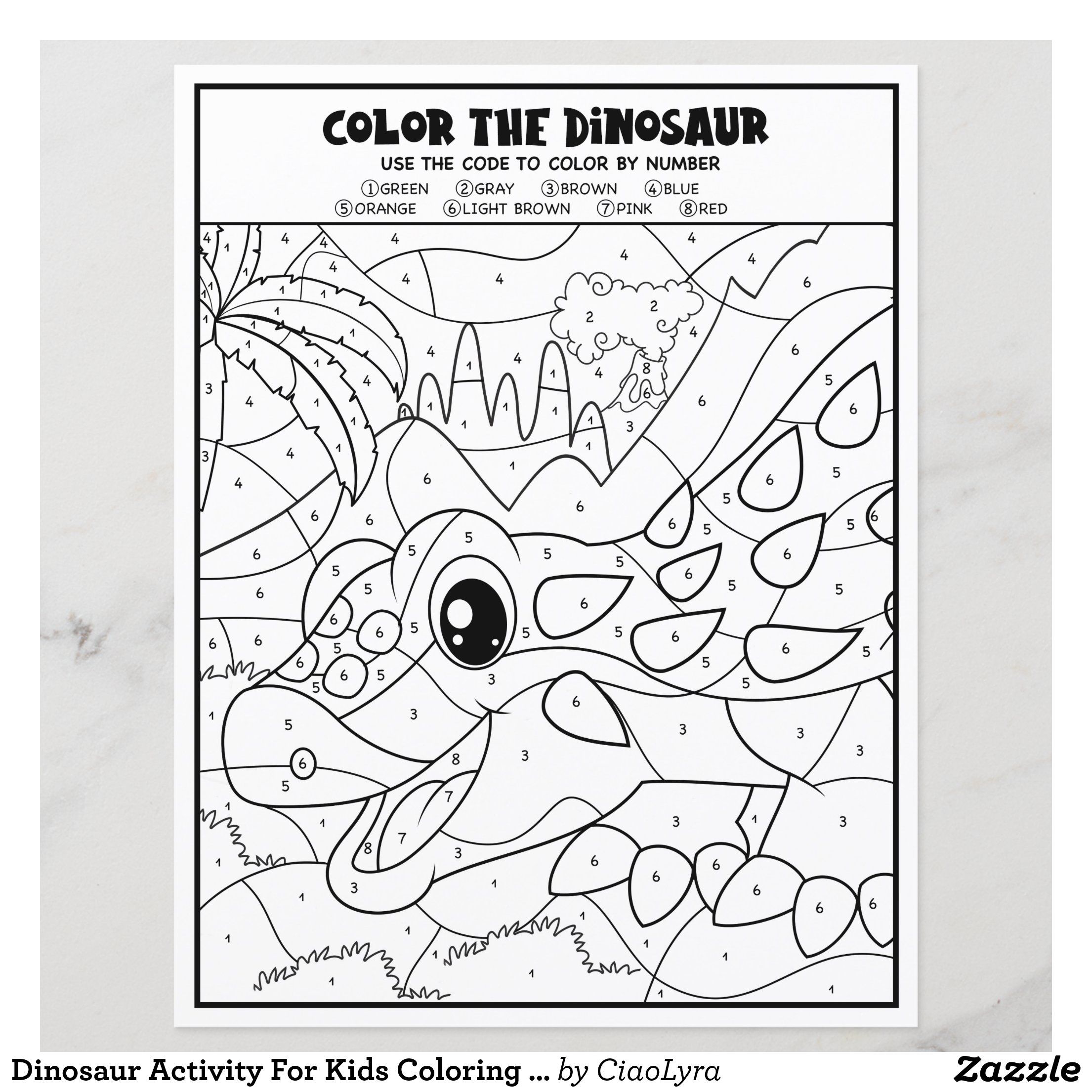 20+ Dinosaurs Color By Number for Kids Free Printable