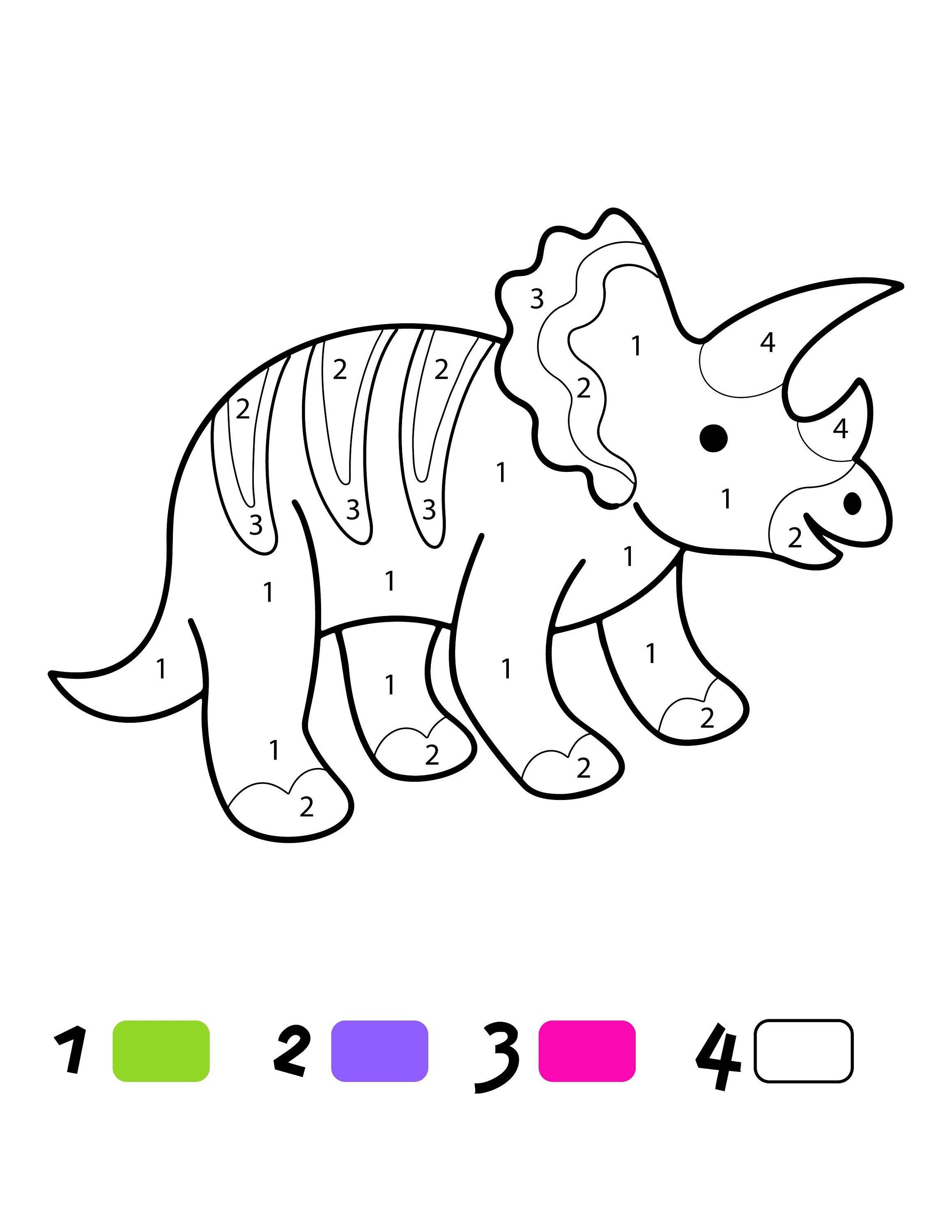 20+ Dinosaurs Color By Number for Kids Free Printable