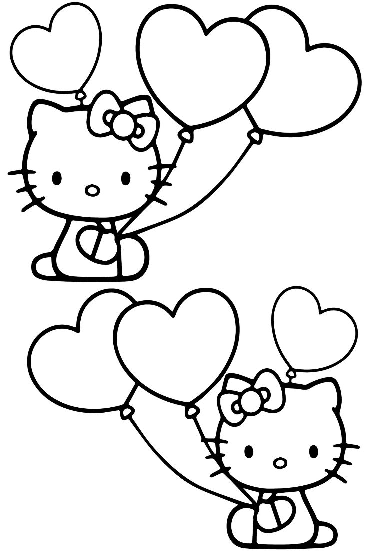 20+ Simple and Adorable Hello Kitty Valentine Coloring Pages with Hearts