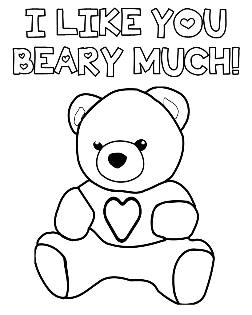 20+ Simple Valentines Bear Coloring Pages for Preschoolers