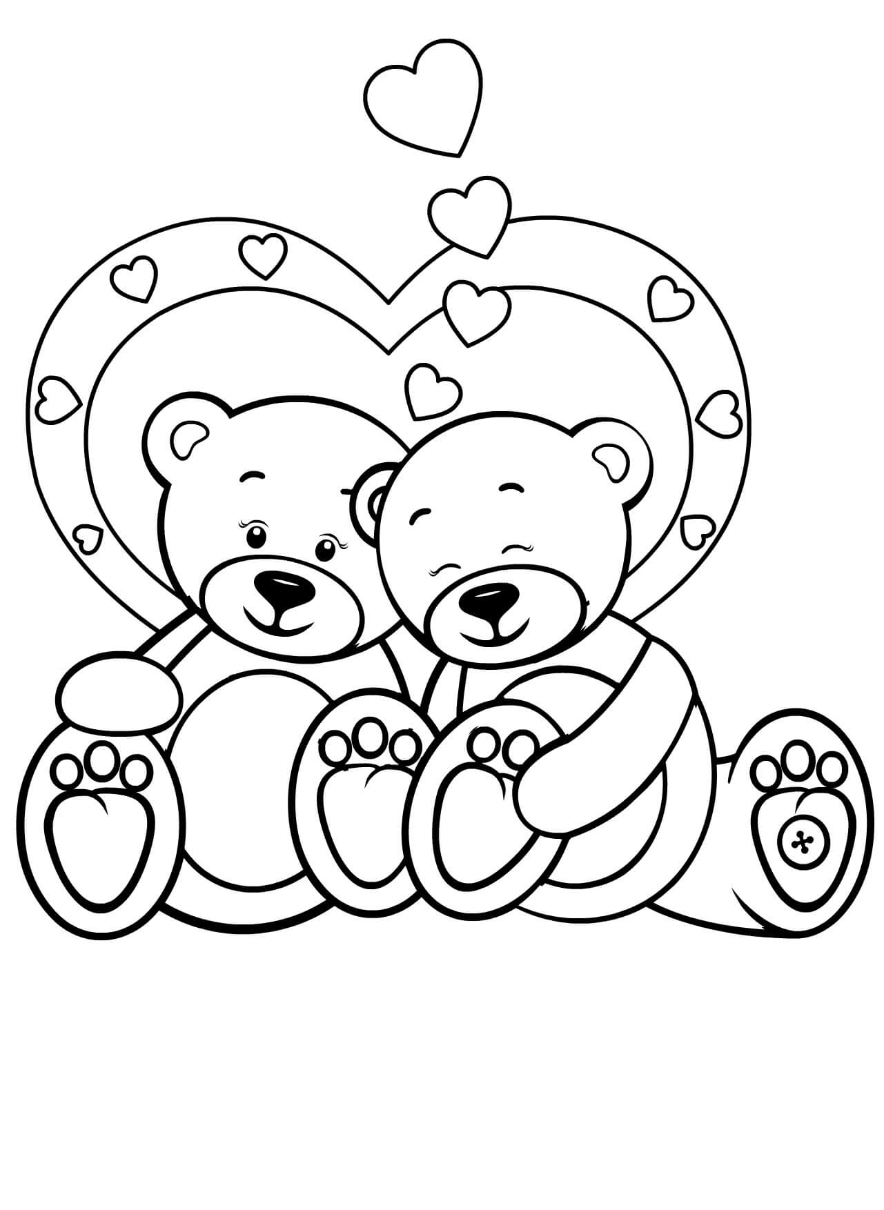 20+ Valentines Bear Coloring Pages for Kids with Cute Designs