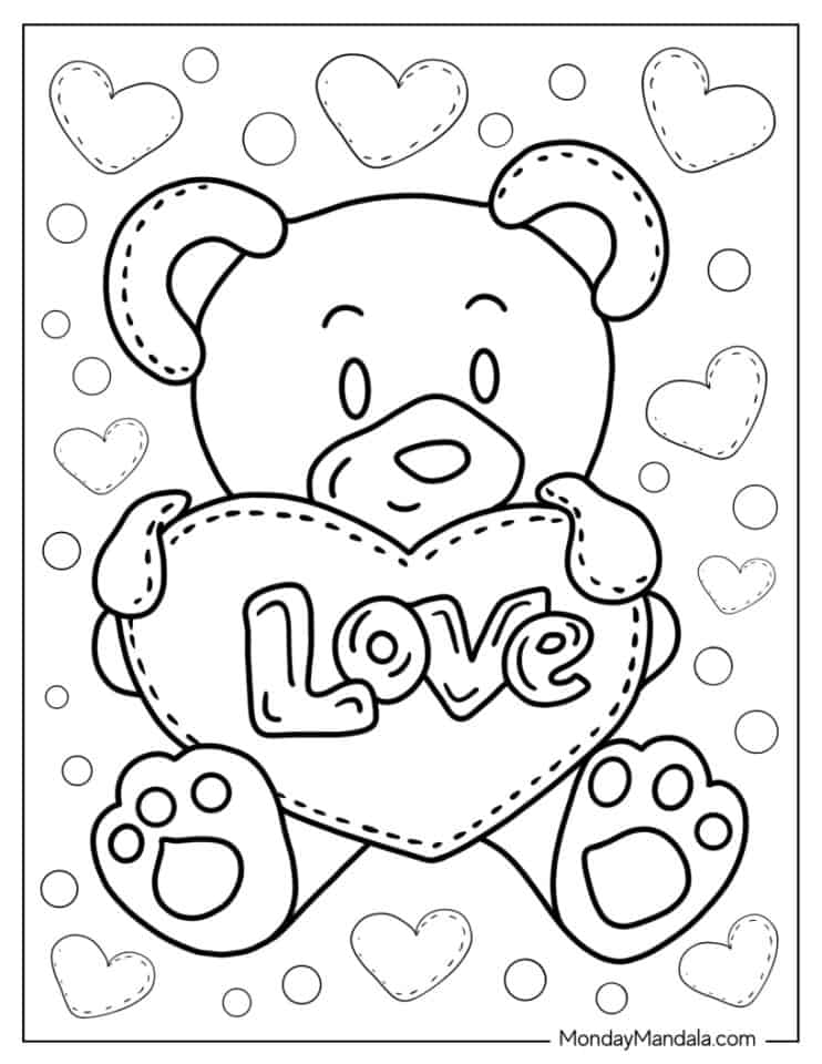 20+ Whimsical Valentines Bear Coloring Pages for Teens