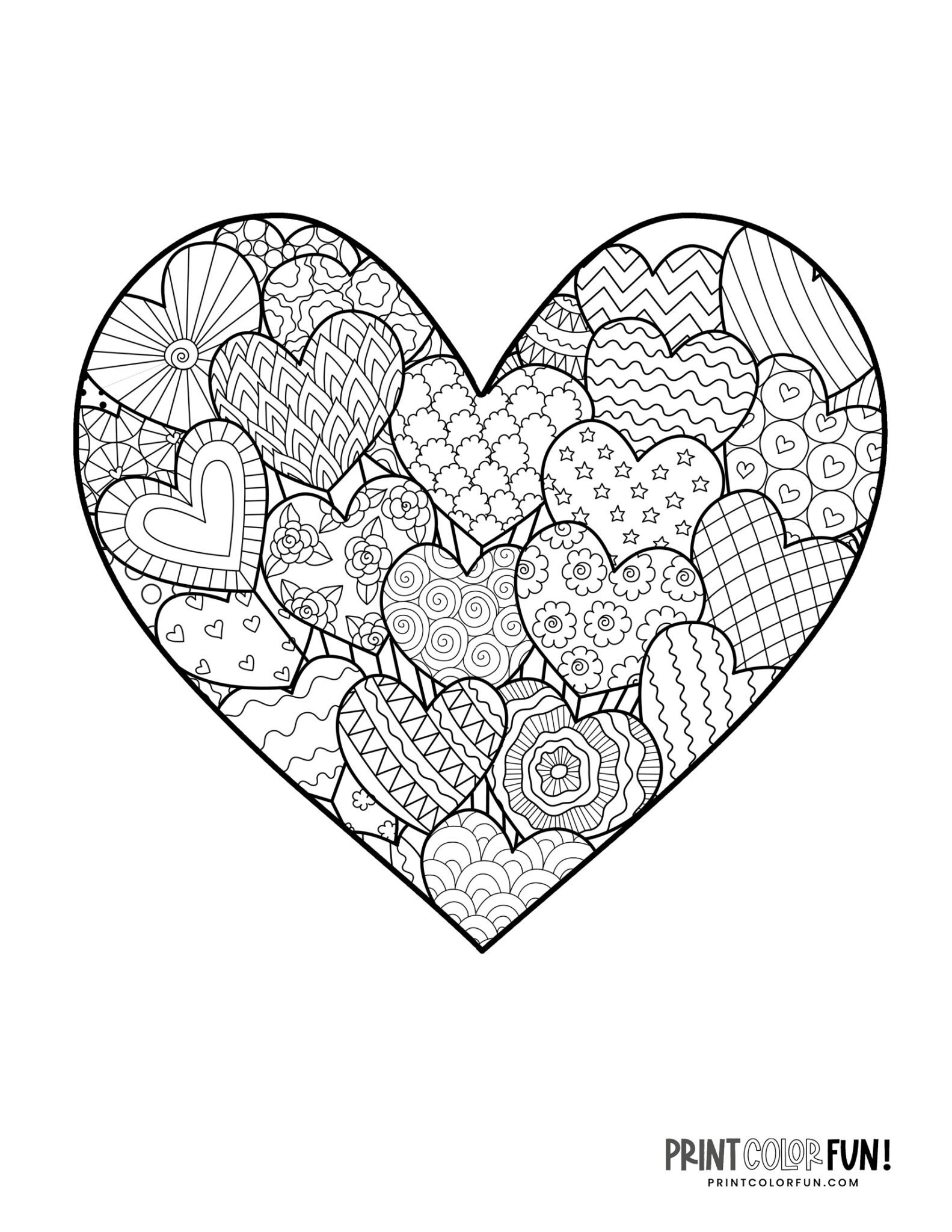 lovely hearts coloring pages for adults printable jpg